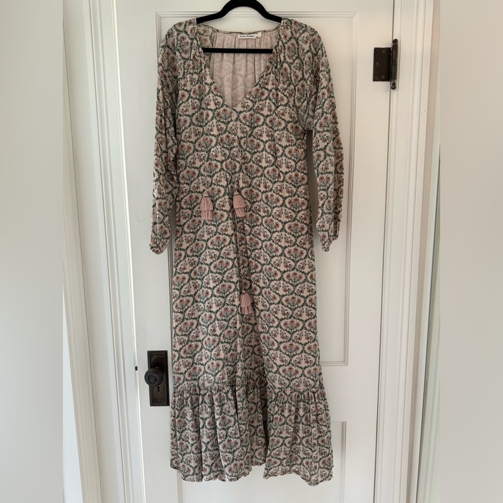 Roberta Roller Rabbit Pink and Green Floral Maxi Dress